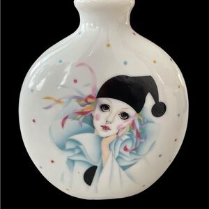 Artistic White Ceramic Vase with Colorful Design